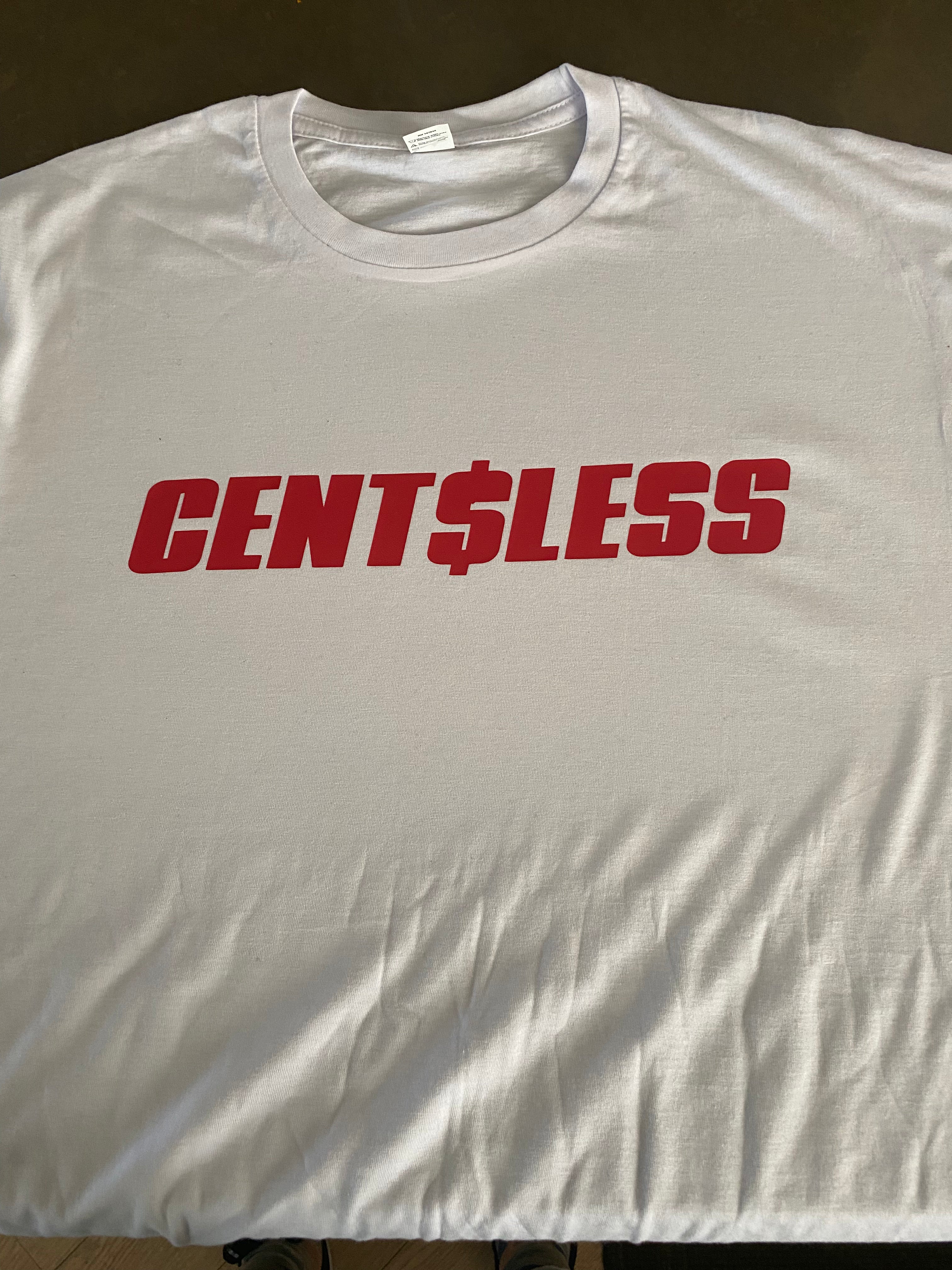 CentsLess white t-shirt