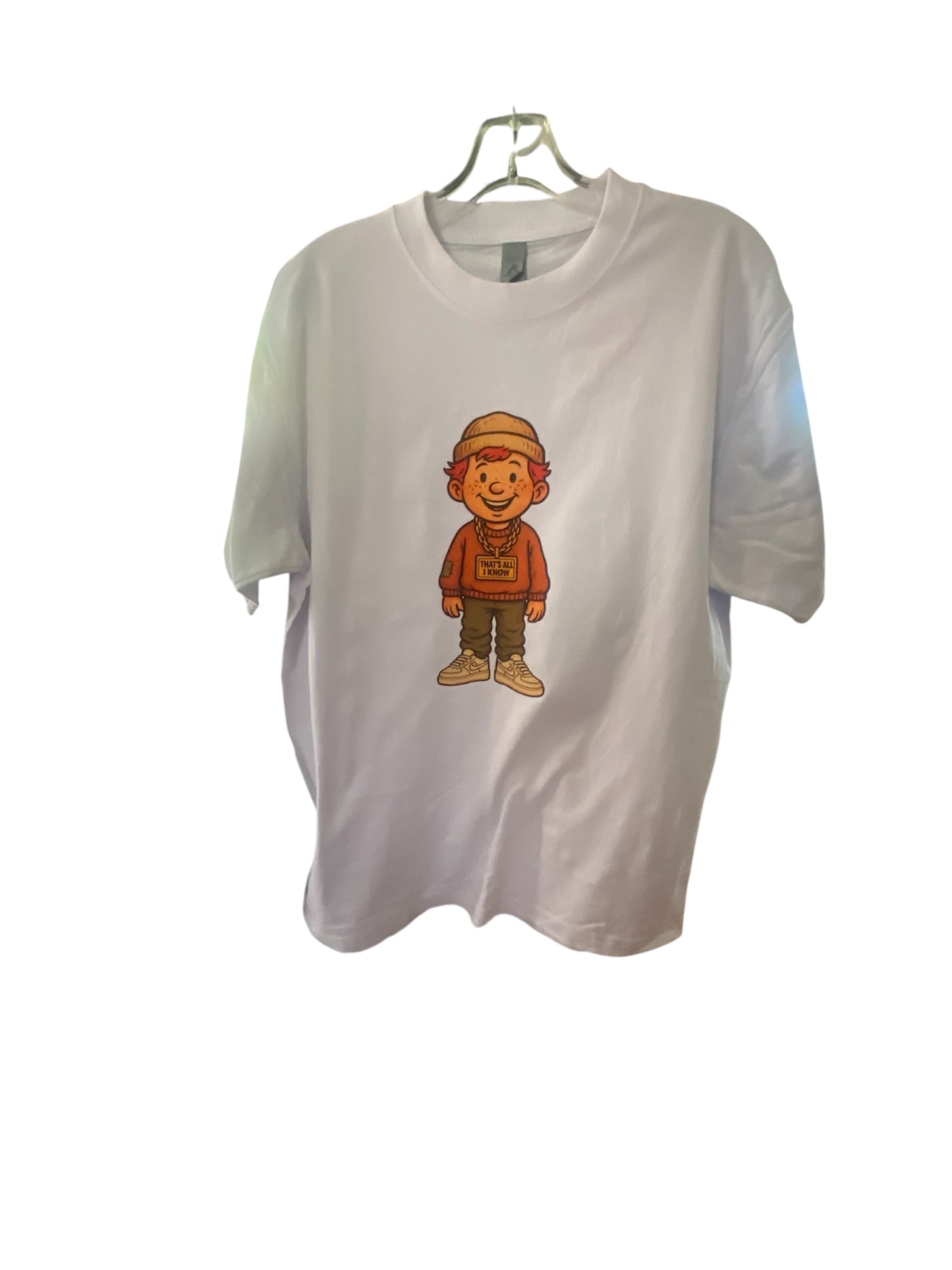 White t-shirts with color graphic