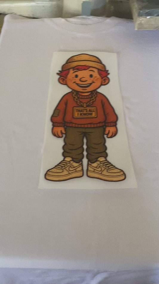 White t-shirts with color graphic