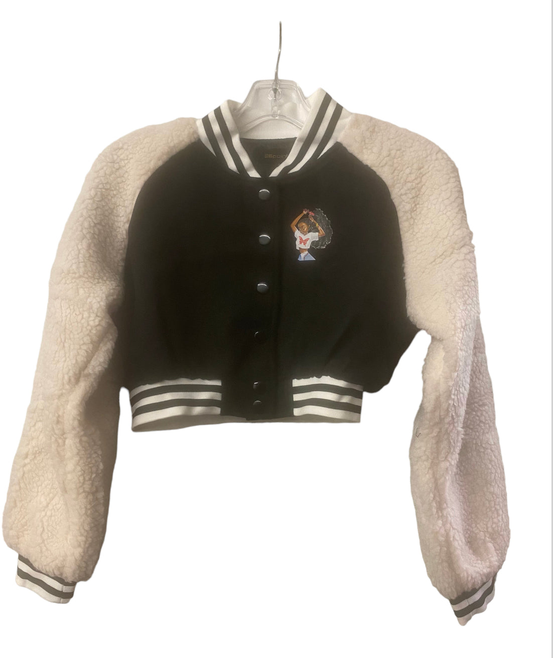 Red half cut baseball style ladies jacket